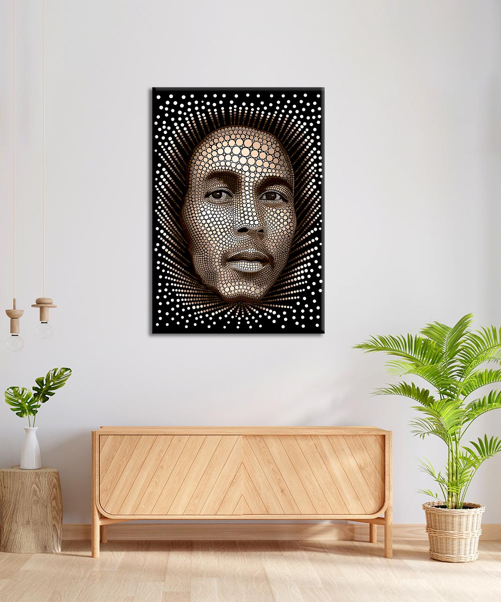 Bob Marley Degrade Noktalama Sanat Portresi Kanvas Tablo