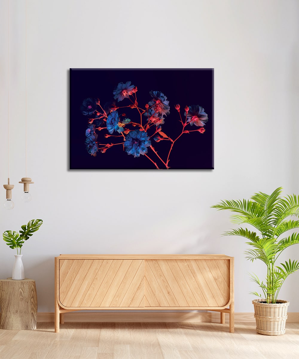 Neon Rose Noir Kanvas Tablo